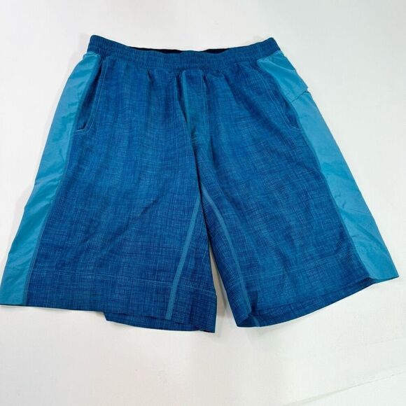 Lululemon Shorts Mens Large Blue Solid Mid-Rise Drawstrings - Picture 1 of 12